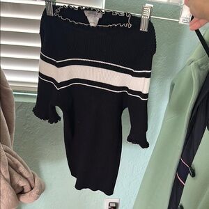 Marella black and white strip short sleeve top